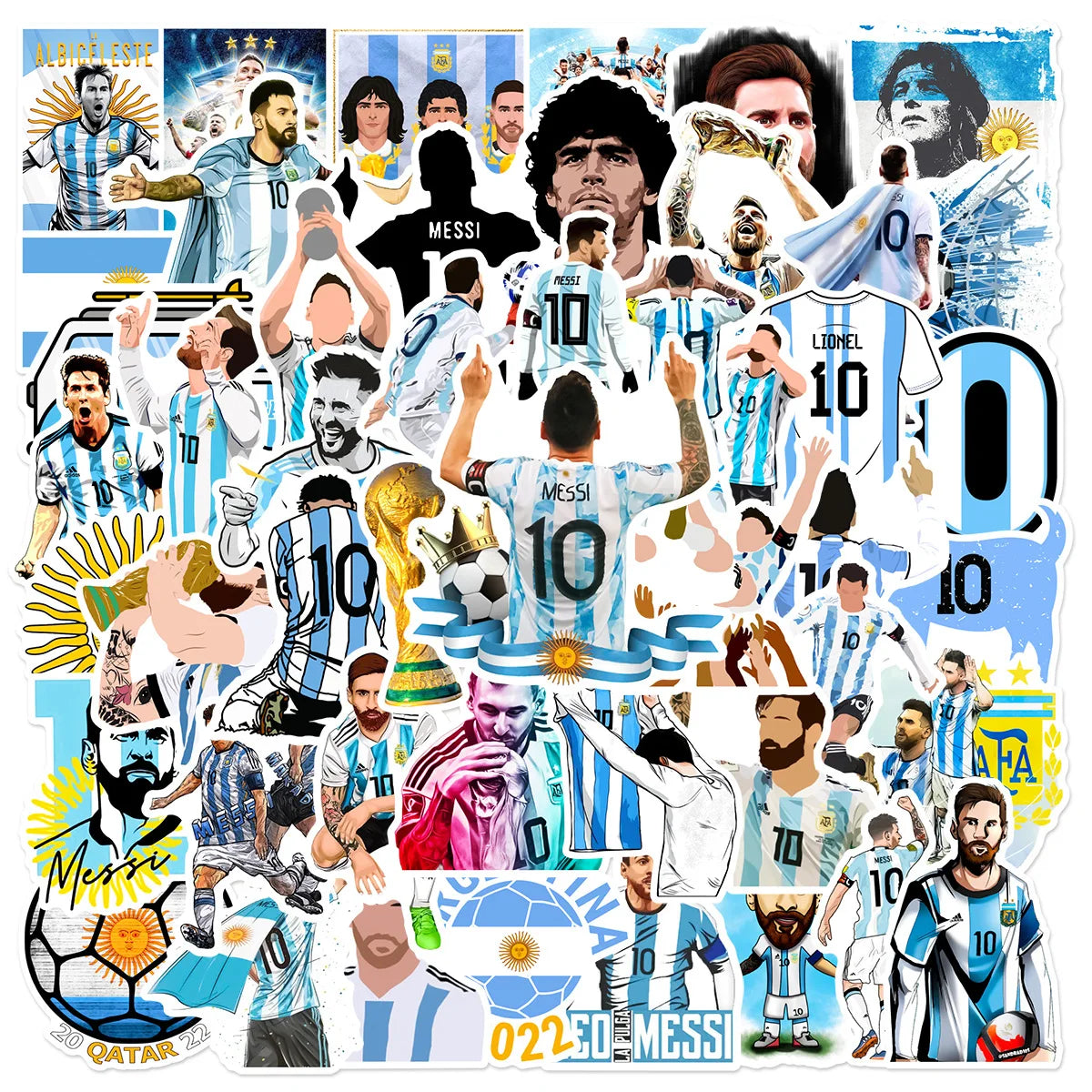 Lionel Messi Graffiti Sticker Pack 50Pcs For Helmet Laptop Wall Decor
