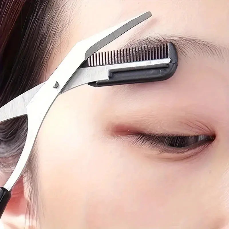 GleamLine Stainless Steel Eyebrow Trimming Scissors With Comb For Safe Precise Grooming And Perfect Brows