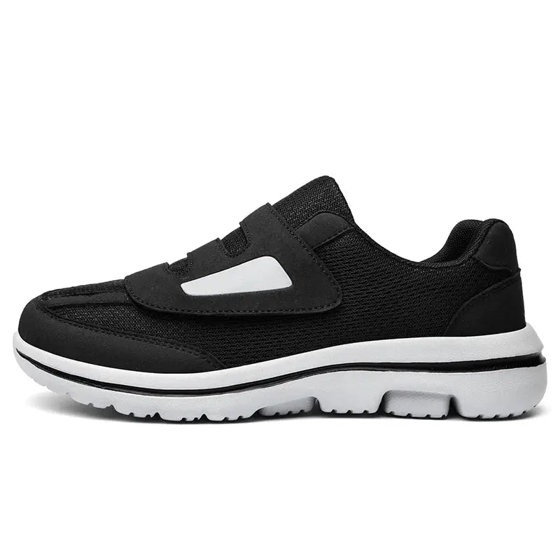 Simples Market wide-toe black sneaker with Velcro strap, orthopedic diabetic shoe for swollen feet