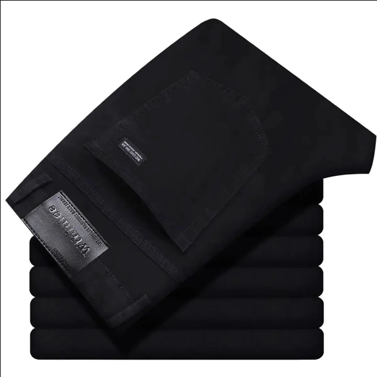Wthinlee men's black denim jeans with stretch, straight-leg casual trousers