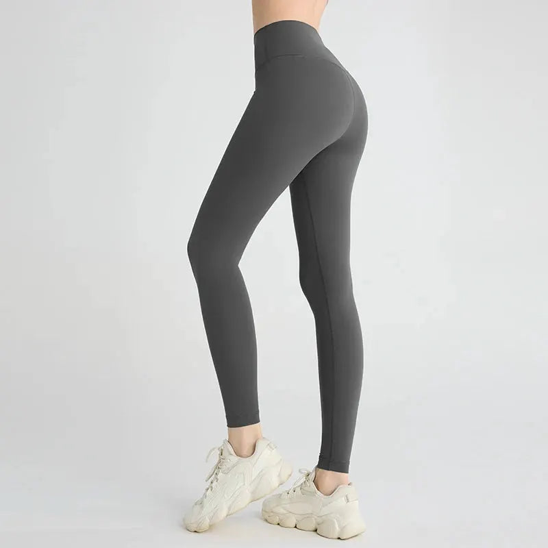 Simples Market high-waisted yoga leggings in dark gray, hip-lifting, breathable activewear for running
