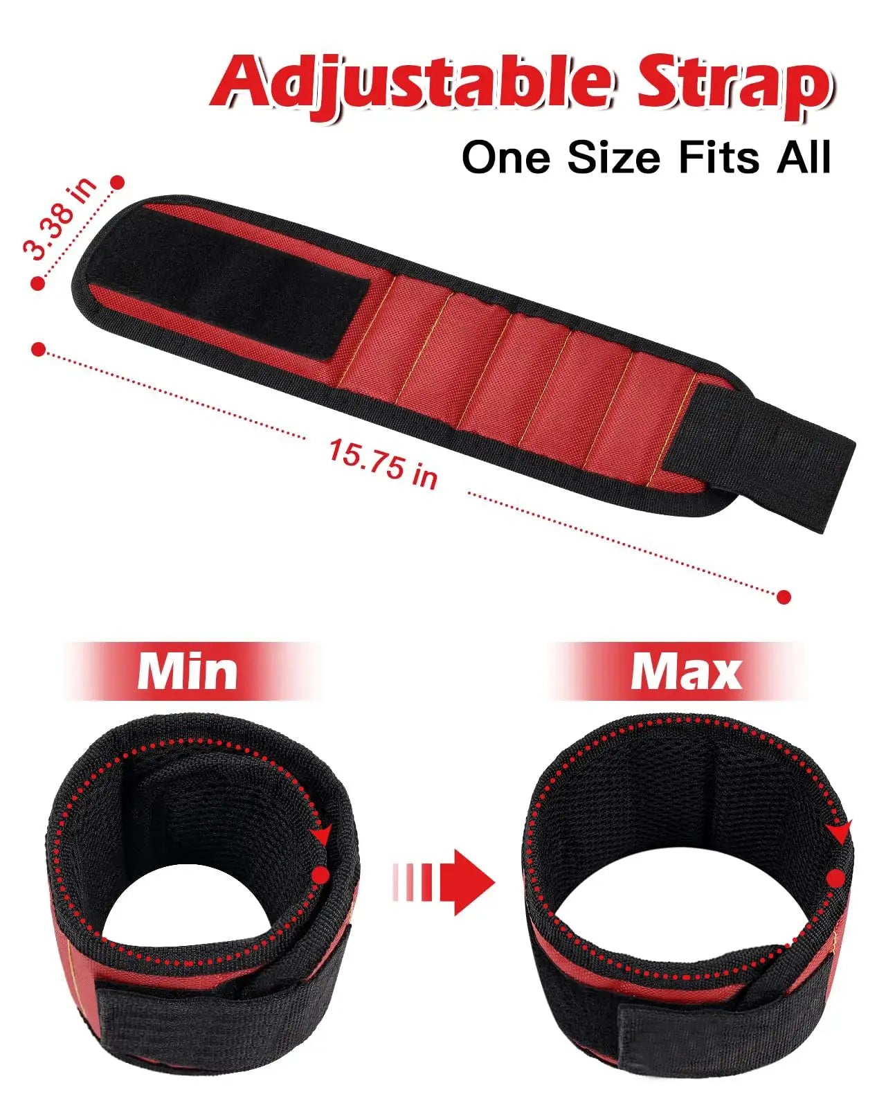 Magnetic Wristband For Screws Nails And Drilling Bits Holding Tools With Strong Magnets For Home Improvement