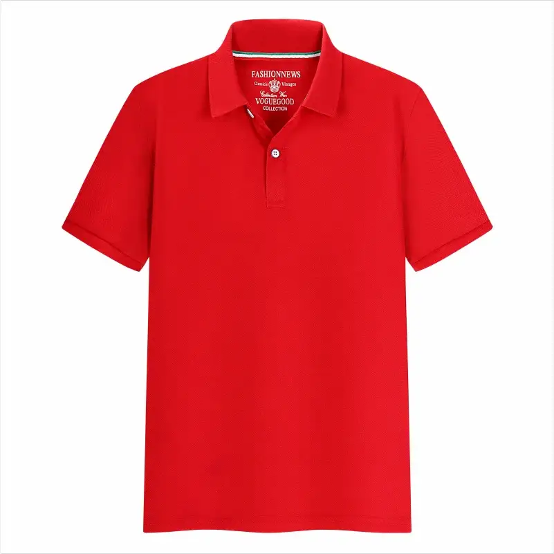 Simples Market red polo shirt, short-sleeve solid-color casual top with polo collar
