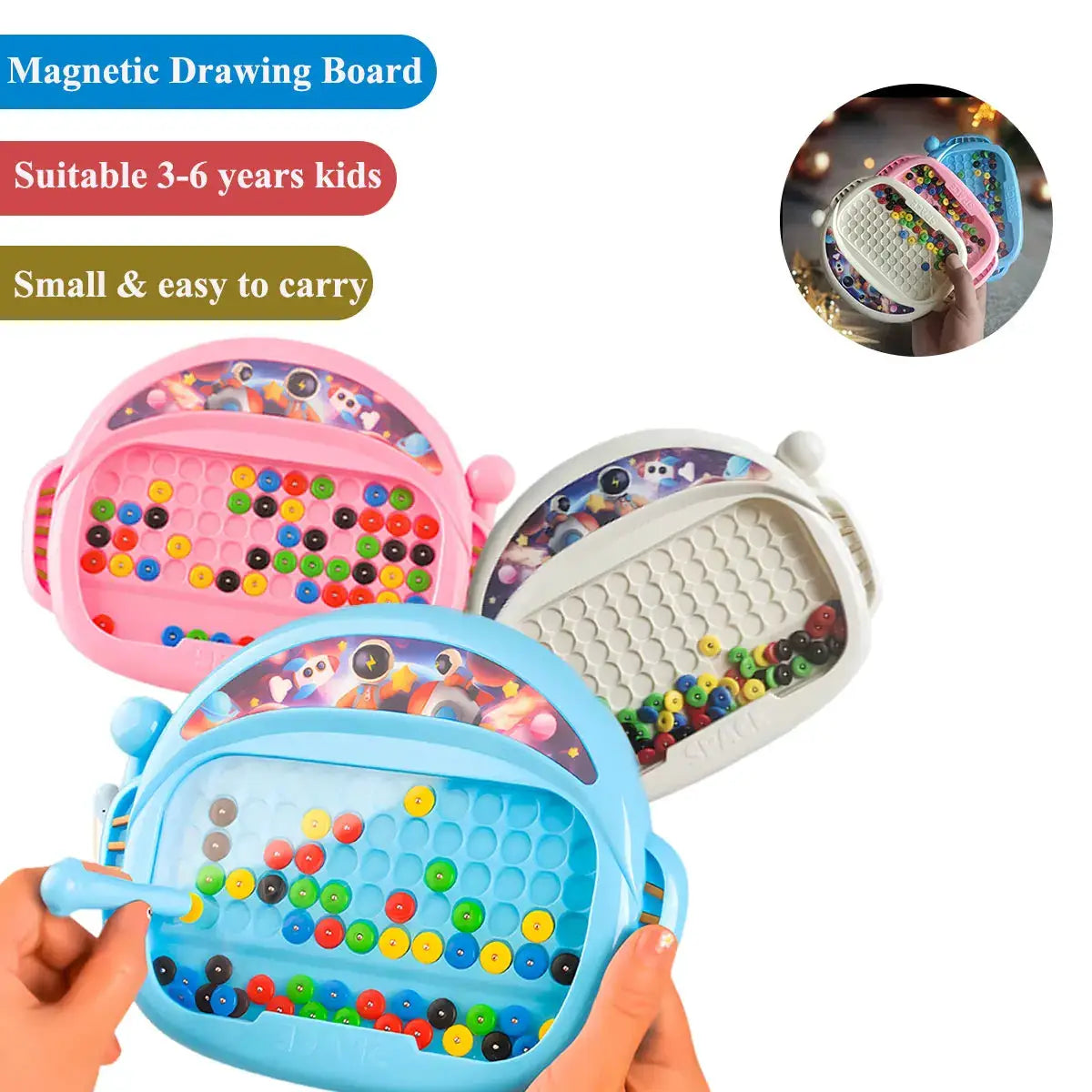 Magnetic Doodle Board For Kids Ages 3 To 8 With Pen And Beads Educational Toy Montessori Gift
