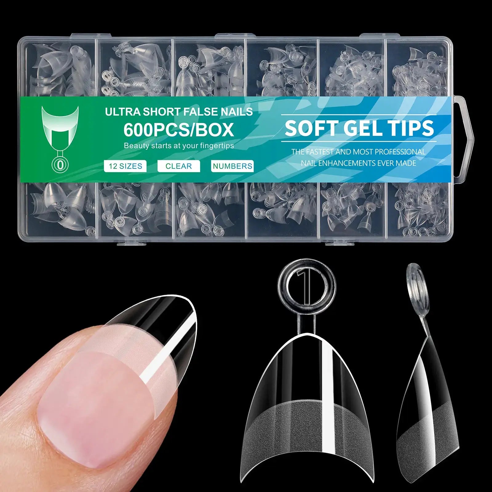 GlamNail 600Pcs Ultra Short French Press On Acrylic Nails Almond Square Traceless Finish Salon Quality At Home