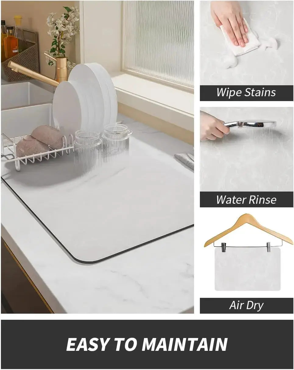 Coffee Machine Mat With Rubber Backing Water Absorbent Dish Drying Pad For Kitchen Worktop Drainage And Home Decor