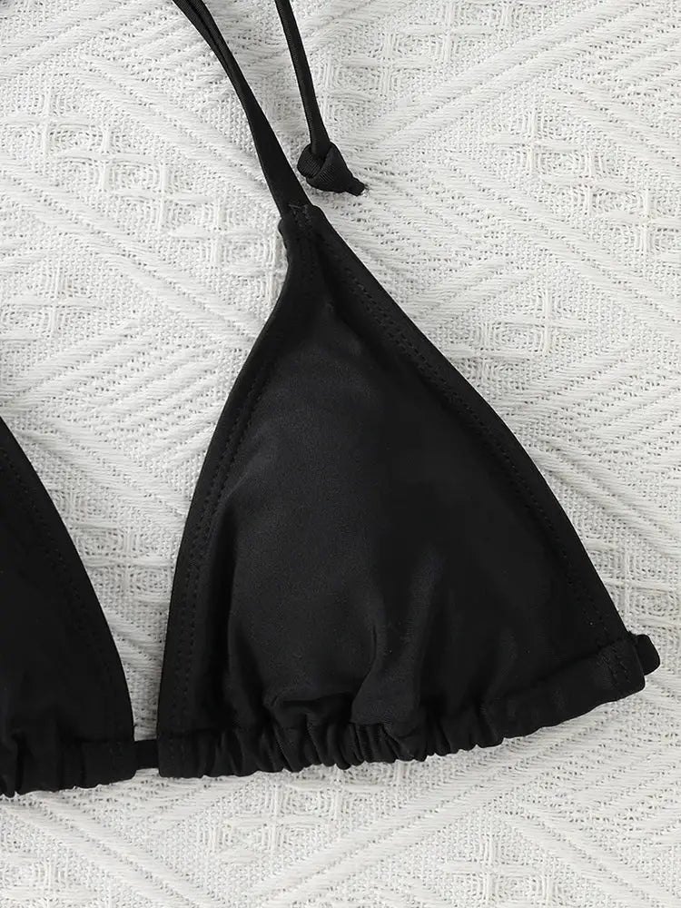 2024 Fashion Women Swimwear Bikini Set Triangle String Thong Beachwear One Piece Brazilian Biquini