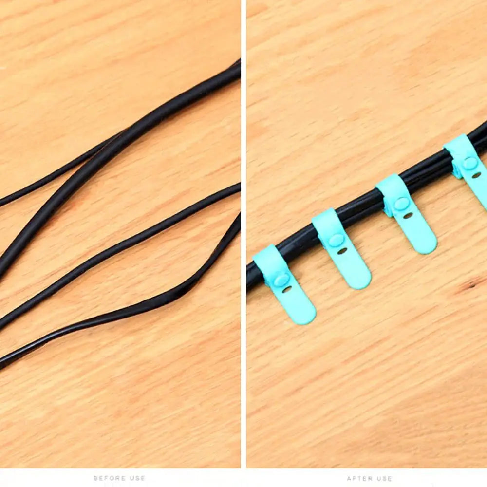 Simples Market 4pc teal silicone cable clips for cord management; reusable zip straps