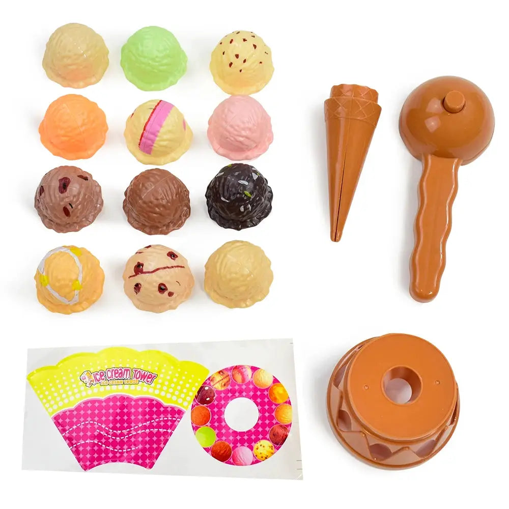 Children Simulation Food Kitchen Toy Ice Cream Stack Up Play Set For Kids Pretend Play Educational Toy Gift