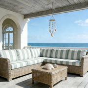 Sofa protective cover by Simples Market; high-elasticity printed cushion cover for outdoor living with green and white stripes.