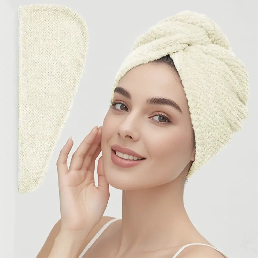 SilkNest Textured Dry Hair Cap Towel Wrap Absorbent Polyester And Polyamide Quick Dry For Secure Coverage