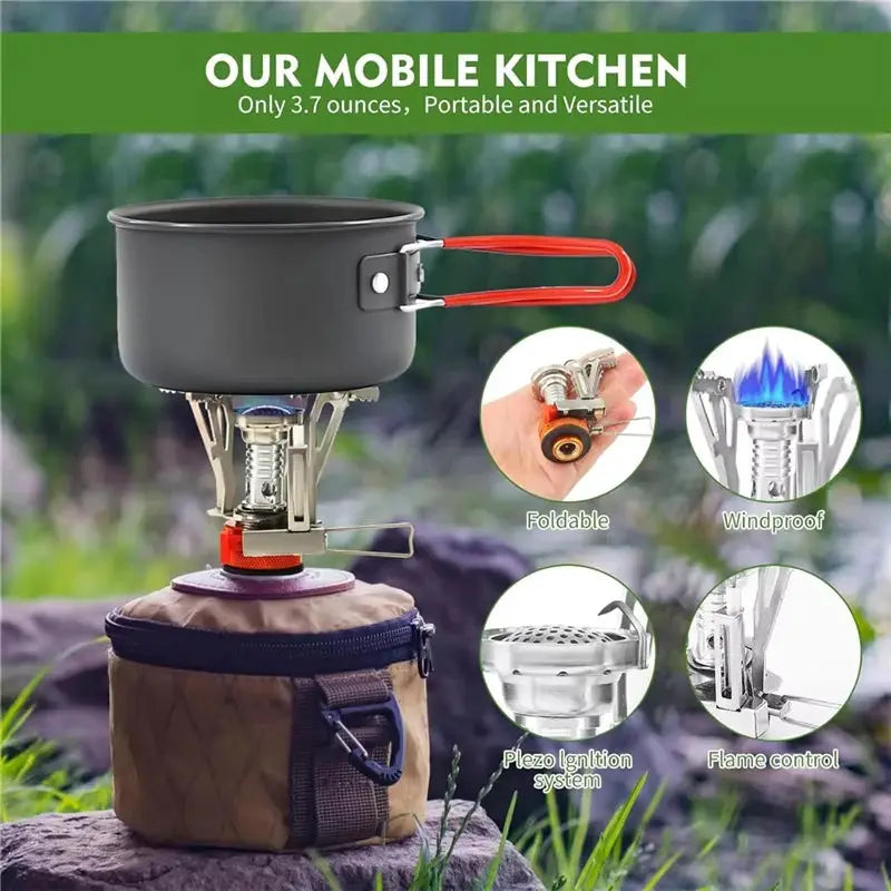 Simples Market Pandatour portable all-in-one camping stove with compact pot and carry bag