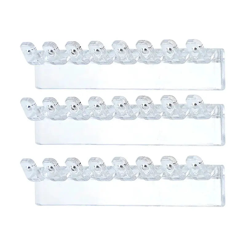 Transparent Plastic Wall Mounted Jewelry Rack With Storage Hooks For Earrings And Necklaces Set Of 3 6 8 12