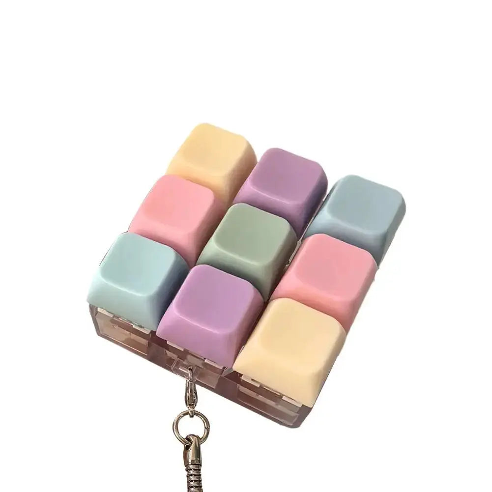 Keyboard Key Fidget Toy Stress Relief Button Keychain With Clickable Keys Office Desk Accessory Gift