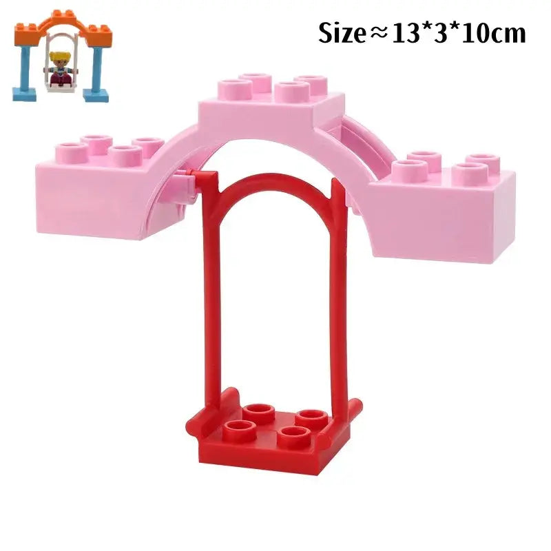 Big Building Blocks Duplo Compatible Large Brick Ferris Wheel Seesaw Slide Swing Educational Toy For Kids
