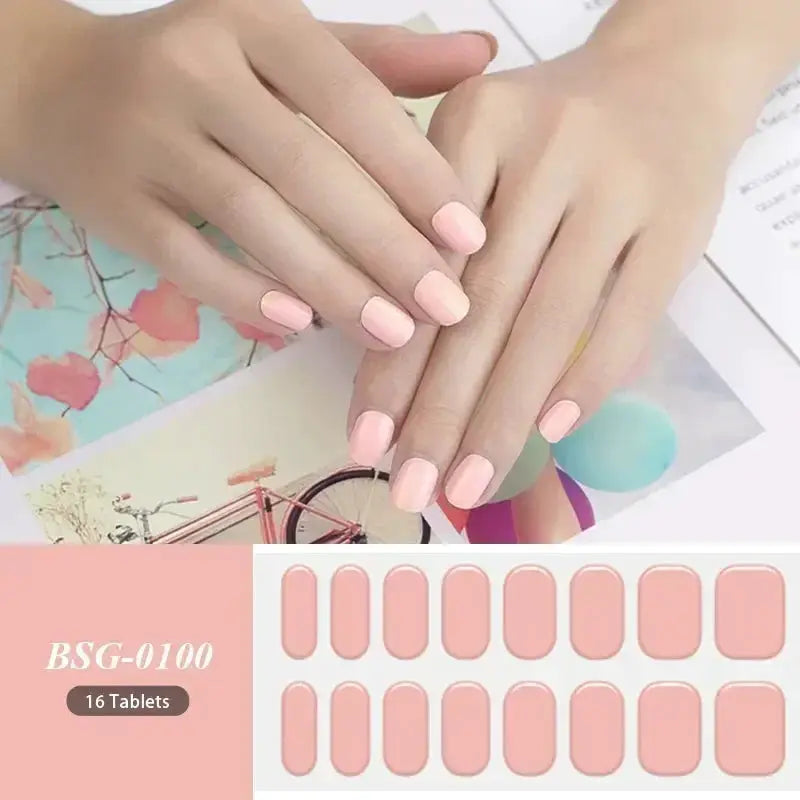 NailLux Semi Cured Nail Wraps For 16 To 20 Tips Easy Full Cover Adhesive Press On Nails Gel Finish UV LED Compatible