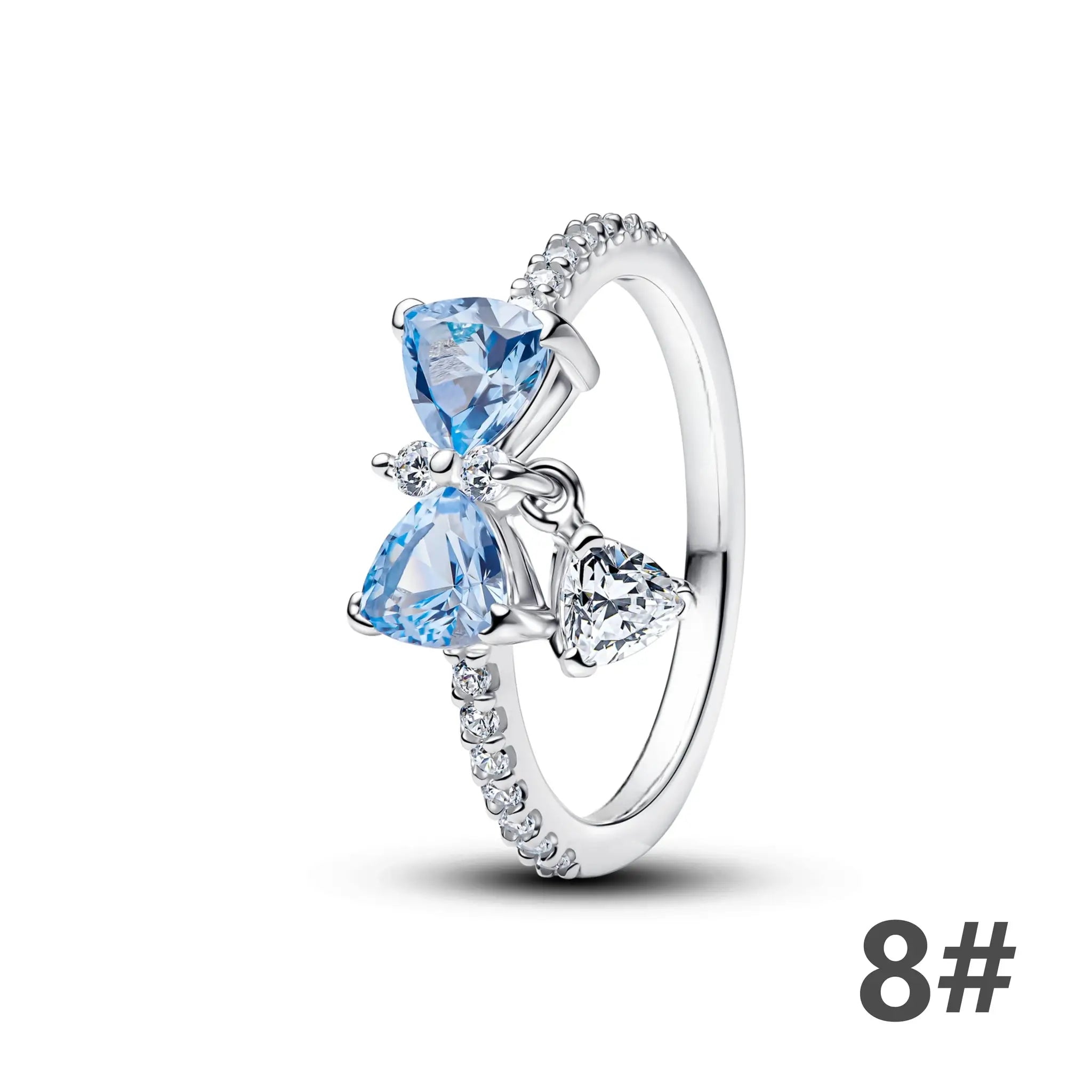 Ring 925 silver with blue gemstone and pave diamond accents, Simples Market.
