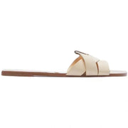 Cream cross-strap cork sandals with arch support and anti-slip sole