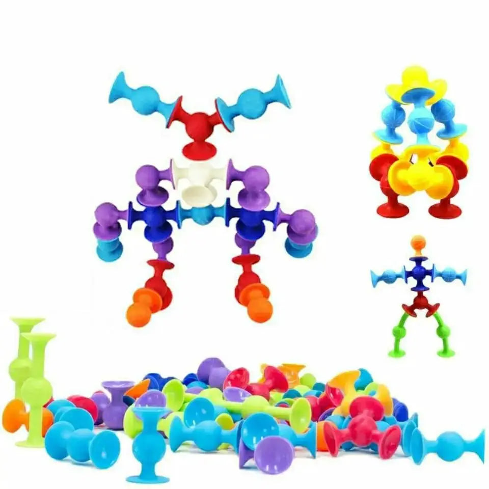 19 Pcs Sucker Suction Cup Building Block Toys Set For Kids Ages 3 6 Silicone Construction Educational Toy