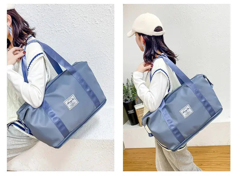 UNIXINU nylon carry-on duffle bag by Simples Market; blue-gray waterproof gym tote with large capacity