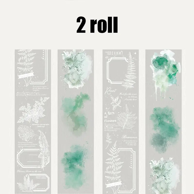 Washi tape set of 2 pastel watercolor rolls with botanical designs by Simples Market Mr Paper