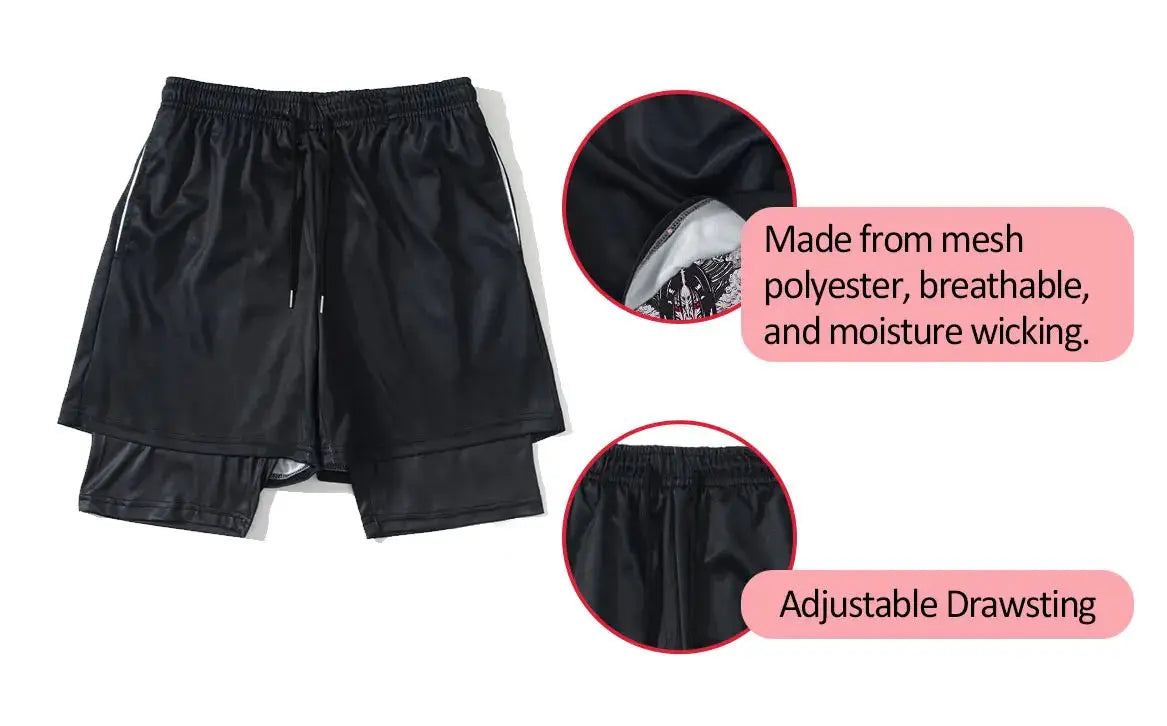 Anime Compression Set Running Sport Fitness Suit for Men Quick Dry Compression Shirt+Gym Shorts 2PCS Workout Summer Sportwear