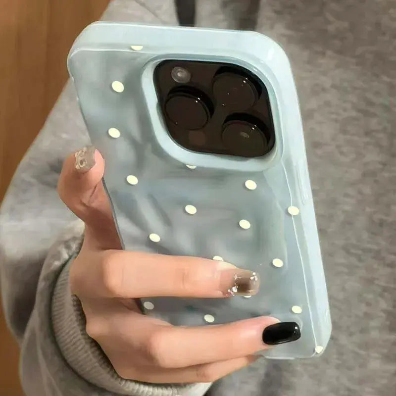 Polka Dots Shockproof Phone Case For iPhone 11 To 17 Pro Max And 17 Air Black Soft TPU