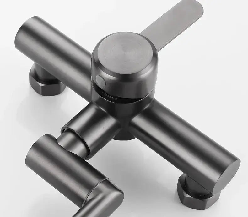4-mode stainless steel wall-mounted kitchen faucet with four arms, 360° rotation