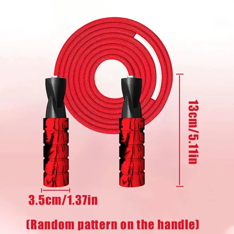 FlexStride Woven Rope Jump Rope With Dual Bearing System For Smooth Fast Rotations And Comfortable Sponge Handles