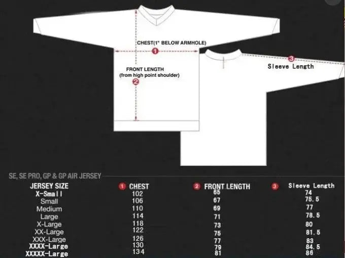 Cycling jersey unisex, white MTB/motocross, by Simples Market; size chart shown