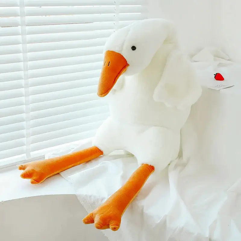 90 to 190cm Large White Goose Plush Throw Pillow Toy For Bed Decor Gift For Girls Cozy Sleep Companion