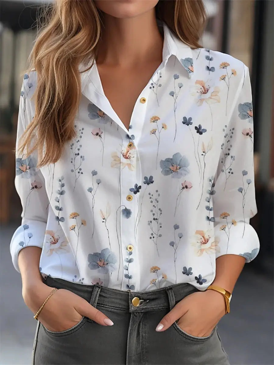 Elegant Womens Long Sleeve Blouse Breathable Polyester Broadcloth Regular Fit For All Year Comfort