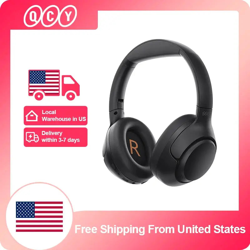QCY H3 ANC wireless over-ear headphones, black, Bluetooth 5.4, Simples Market