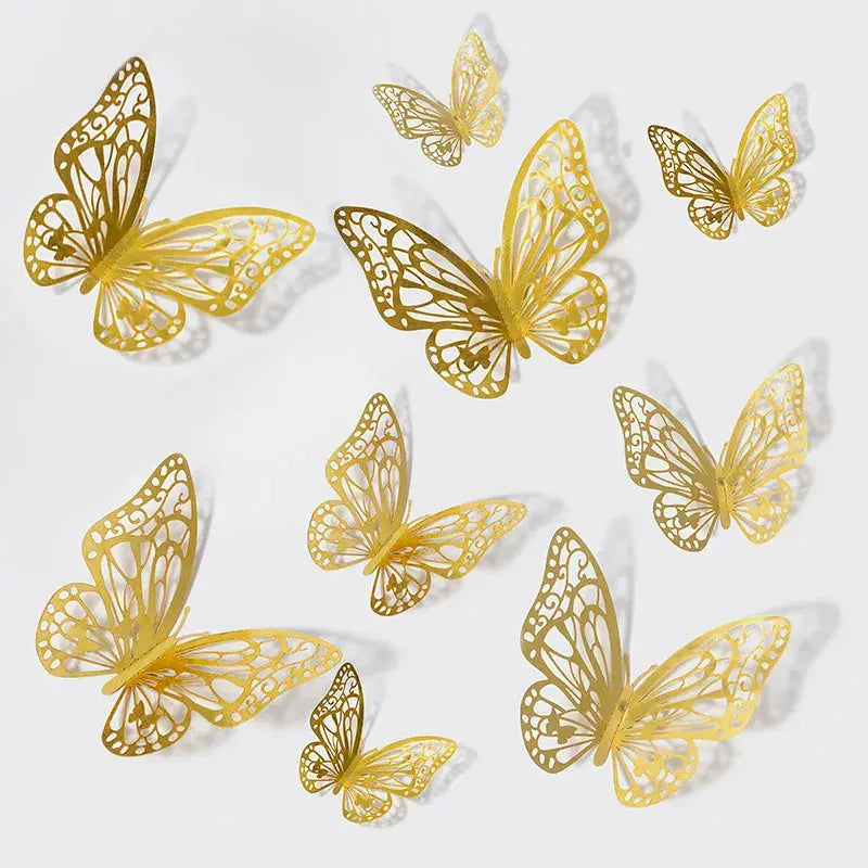12 Piece Set 3D Hollow Butterfly Wall Stickers For Wedding Decor Children Room Living Room Kids Bedroom DIY