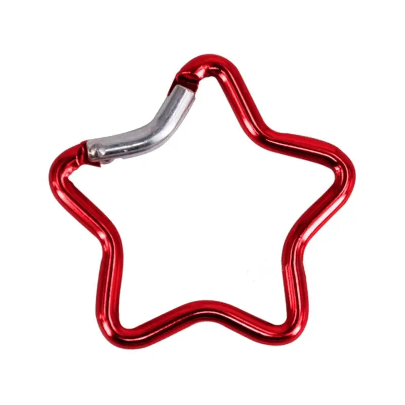 Simples Market aluminum alloy star-shaped carabiner keychain in red with spring locking gate