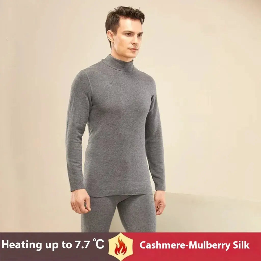 WarmWeave Cashmere Silk Thermal Underwear Set Unisex Padded Thickened Winter Warmth For Autumn And Winter Couples