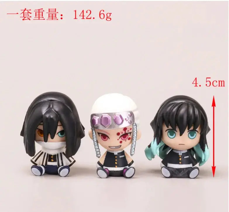 Demon Slayer 6 Piece Action Figure Set Giyuu Tomioka Mitsuri Kanroji Iguro Obanai Tokitou Muichirou Cute Version