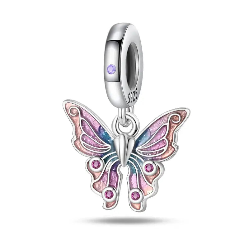 925 Silver Plated Magic Mirror Perfume Princess Angel Pink Charms Beads Fit Pandach 925 Bracelet Fine DIY Jewelry