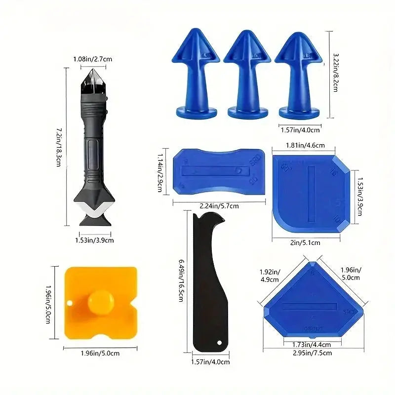 Simples Market 15pc silicone caulking tool set in blue for kitchens and bathrooms