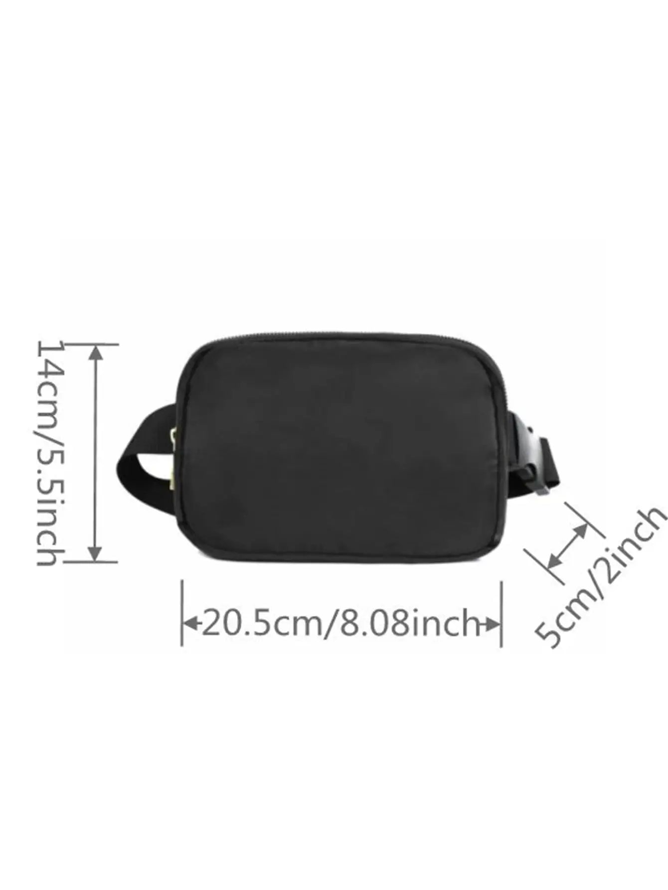 Sport waist bag running belt, black waterproof fanny pack with adjustable strap for phone and wallet (20.5 cm x 14.5 cm x 5 cm).