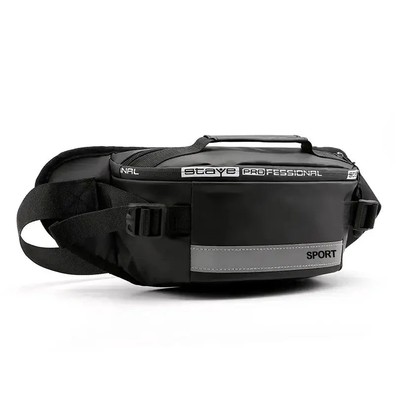 Simples Market large-capacity nylon anti-theft waist bag, black with gray front panel