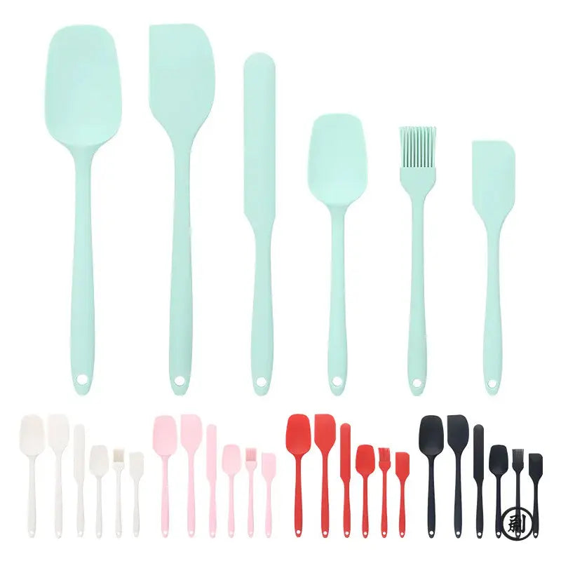 Six Piece Silicone Spatula Set For Baking And Cake Frosting Kit With Brush Nonstick Scrapers And Cream Spreads