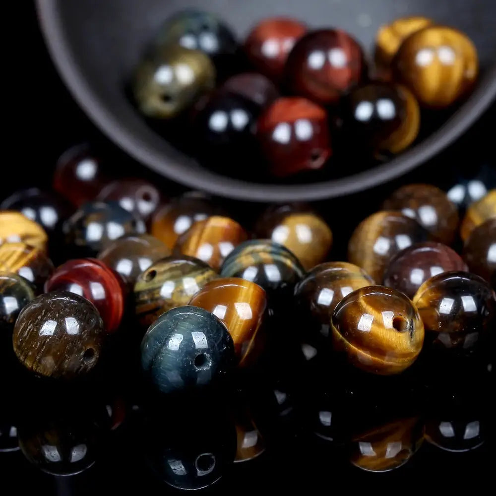 Natural Round Gemstone Beads Mix Tiger Eye Amazonite Lava Turquoise Agate Jasper Garnet for Jewelry Making DIY