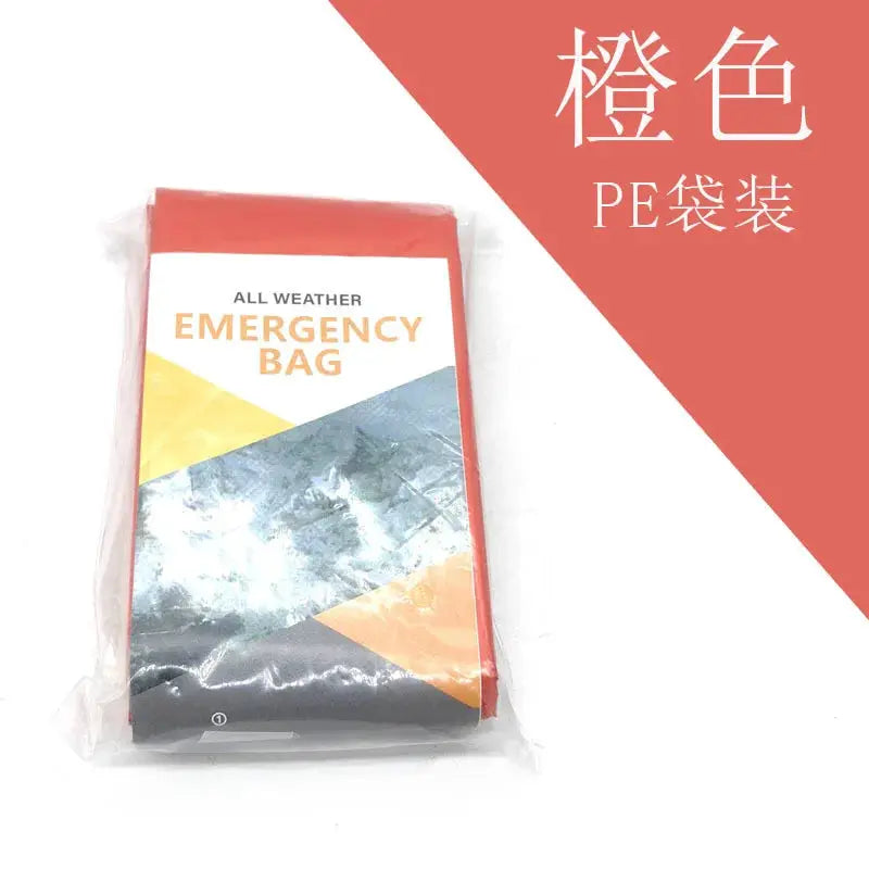 Emergency sleeping bag survival blanket in red Mylar bivy, all-weather emergency bag packaged in plastic