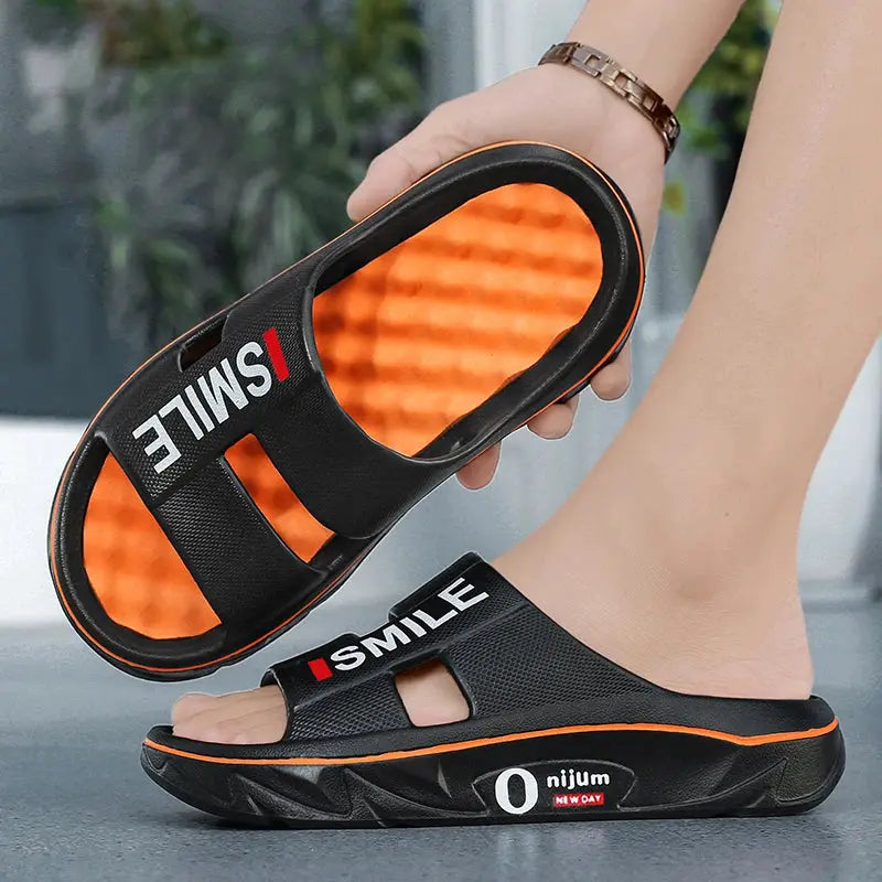 Summer New Men's Massage Slippers Indoor Outdoor Sandals Soft Cushioned Slides For Beach Home Casual Wear