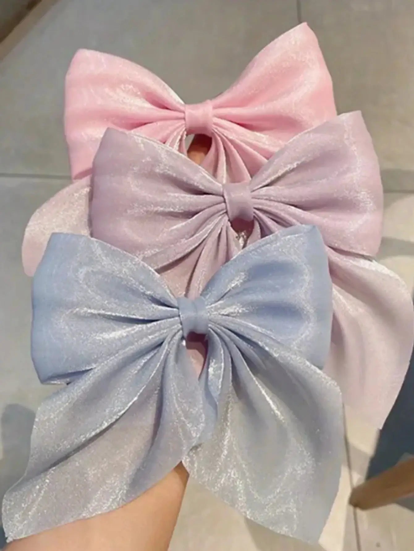 GlamLuxe 3 Piece Bling Bow Tassel Barrettes Hair Clips For Women And Girls Sparkling Tassel Accents