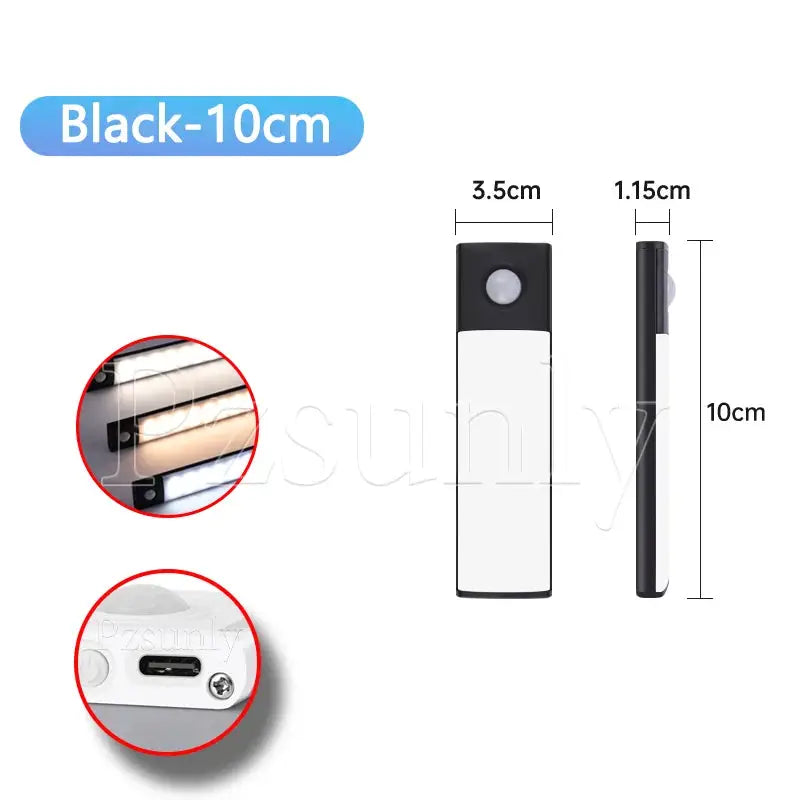 USB Rechargeable LED Bar Light With Motion Sensor For Kitchen Wardrobe Cabinet Lighting 30cm 40cm 50cm