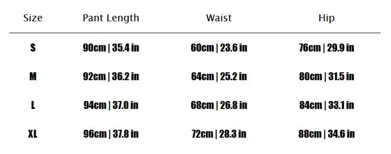 Simples Market washed print work-pocket leggings; elastic butt-lifting fit; size chart shows S to XL with key data.