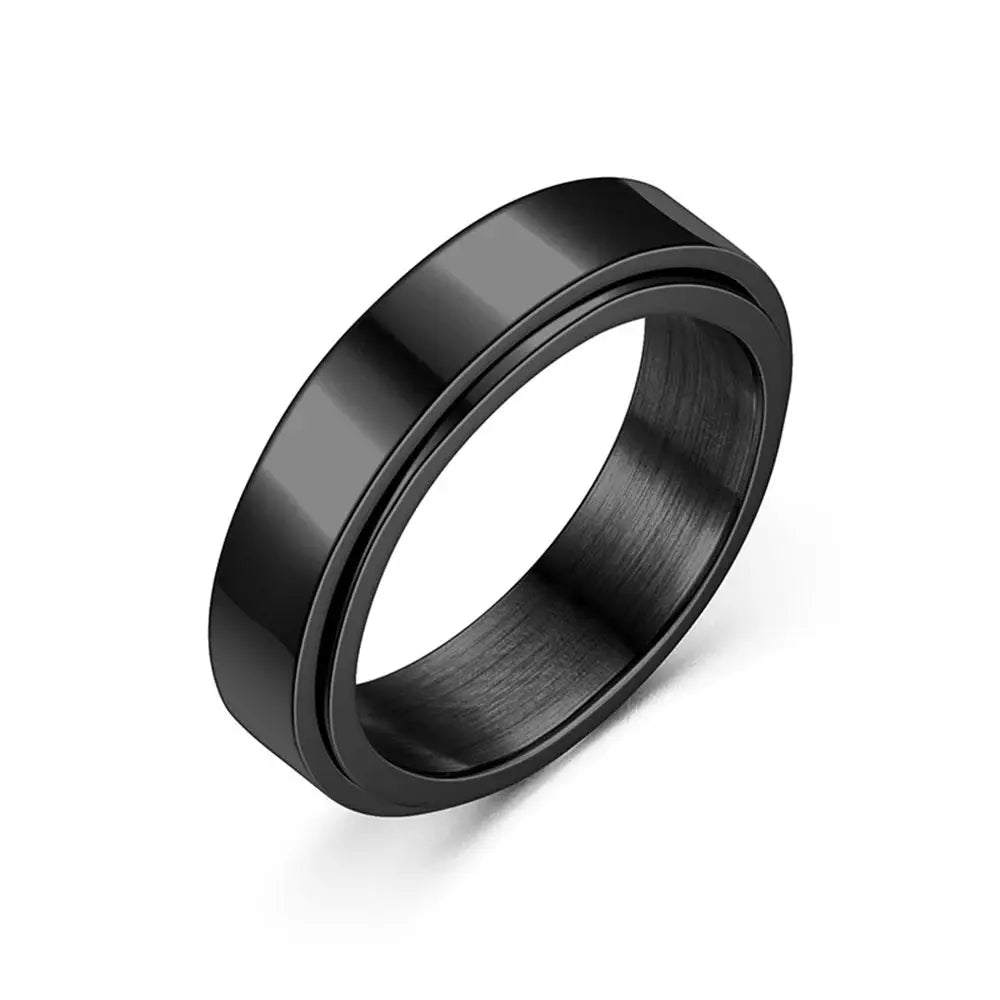 Anxiety Fidget Spinner Ring Stainless Steel Unisex Spinning Band Black Or Silver Anti Stress Jewelry