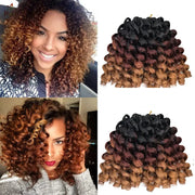 Synthetic ombre braid hair extensions with jumpy wand curls in black-to-brown ombre, Simples Market